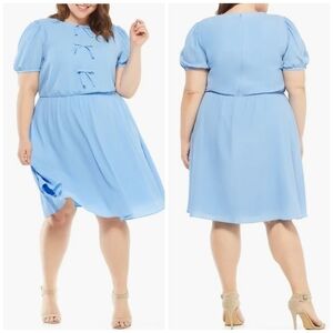 Gal Meets Glam Ellie Crepe Puff Sleeve Plus Dress
